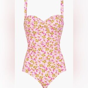 Betsey Johnson Bandeau Pink Floral One Piece Swimsuit NEW